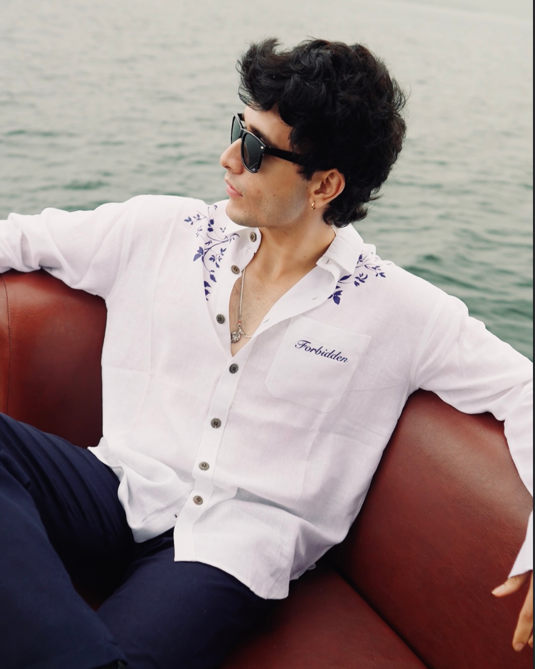 Indigo Bloom Full Sleeve Linen Shirt