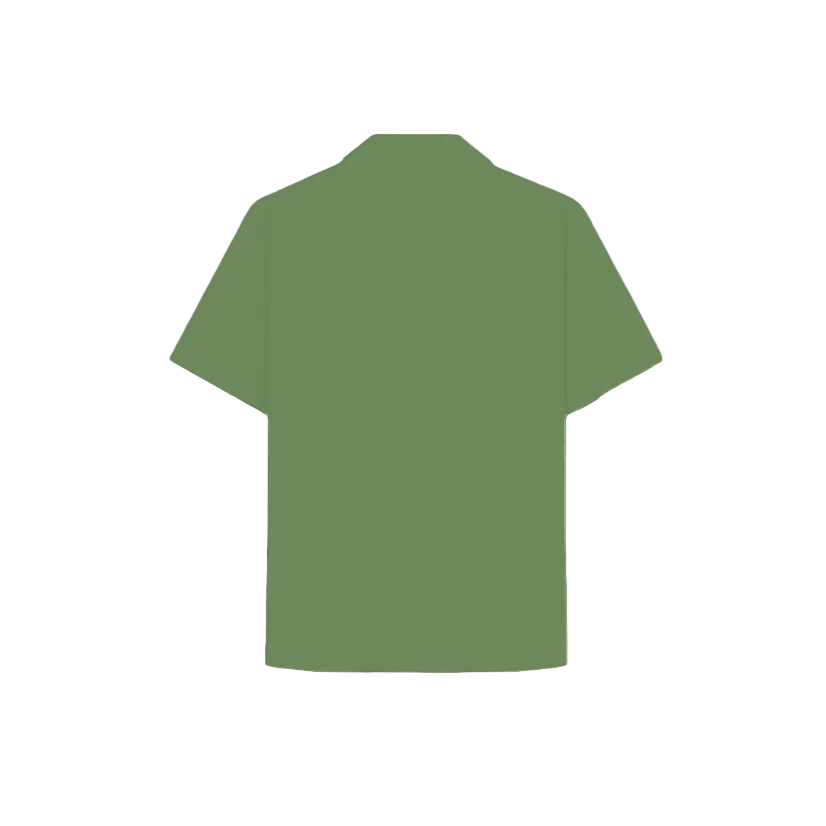 A floral-patterned green shirt featuring various colorful flowers, perfect for a casual look.