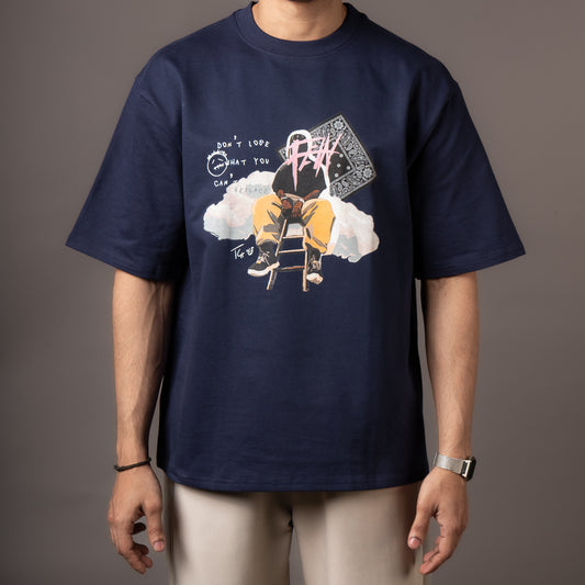 The print is a hand made sketch of Travis Highest in the room in the centre of clouds. The print is high quality ink directly deposited on the fabric of the garment giving it a seamless feel and look.
FABRIC – 260 GSM Terry Fabric.