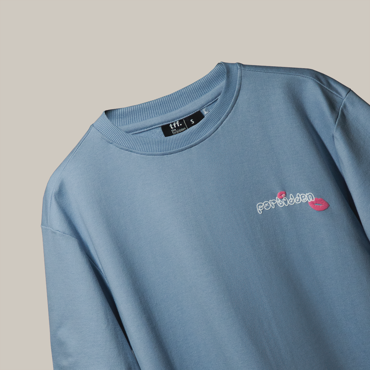 Oversized Tee in Light Blue with Puff Print kisses print in screen Printing