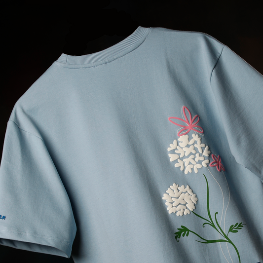 Front polaroids and back denim pocket patch cleverly illustrate the lyrics "so you can keep me in the pocket of your ripped jeans." Hand-printed with puffed detailing for a textured, elevated appeal. Light blue color and floral accents make it effortlessly charming and versatile - Perfect for your concert look!
FABRIC – 260 GSM Cotton Terry Fabric