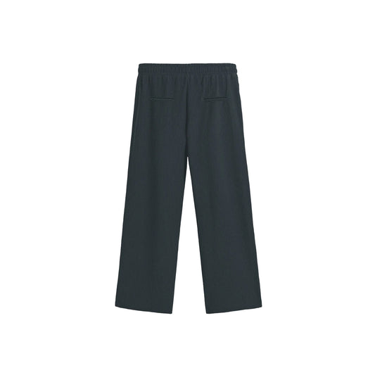 Dark Gray wide-leg pants with an elastic waistband and a subtle textured fabric