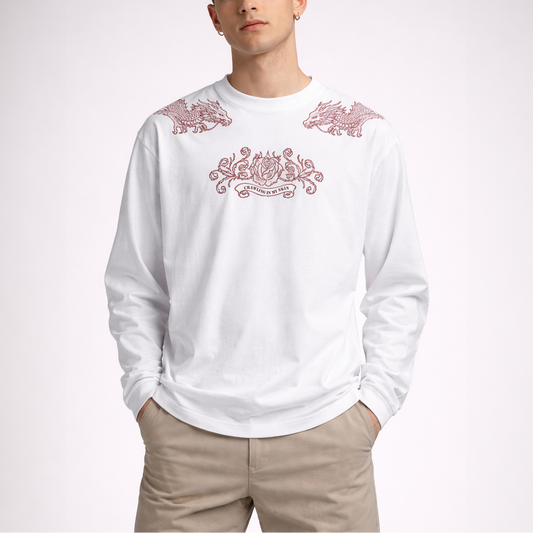 Crawling Oversized Full Sleeves Tee - White