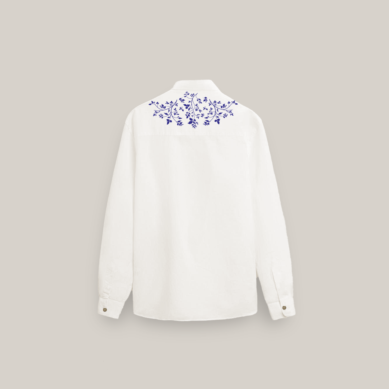 Indigo Bloom Full Sleeve Linen Shirt