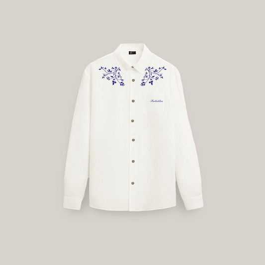 Indigo Bloom Full Sleeve Linen Shirt