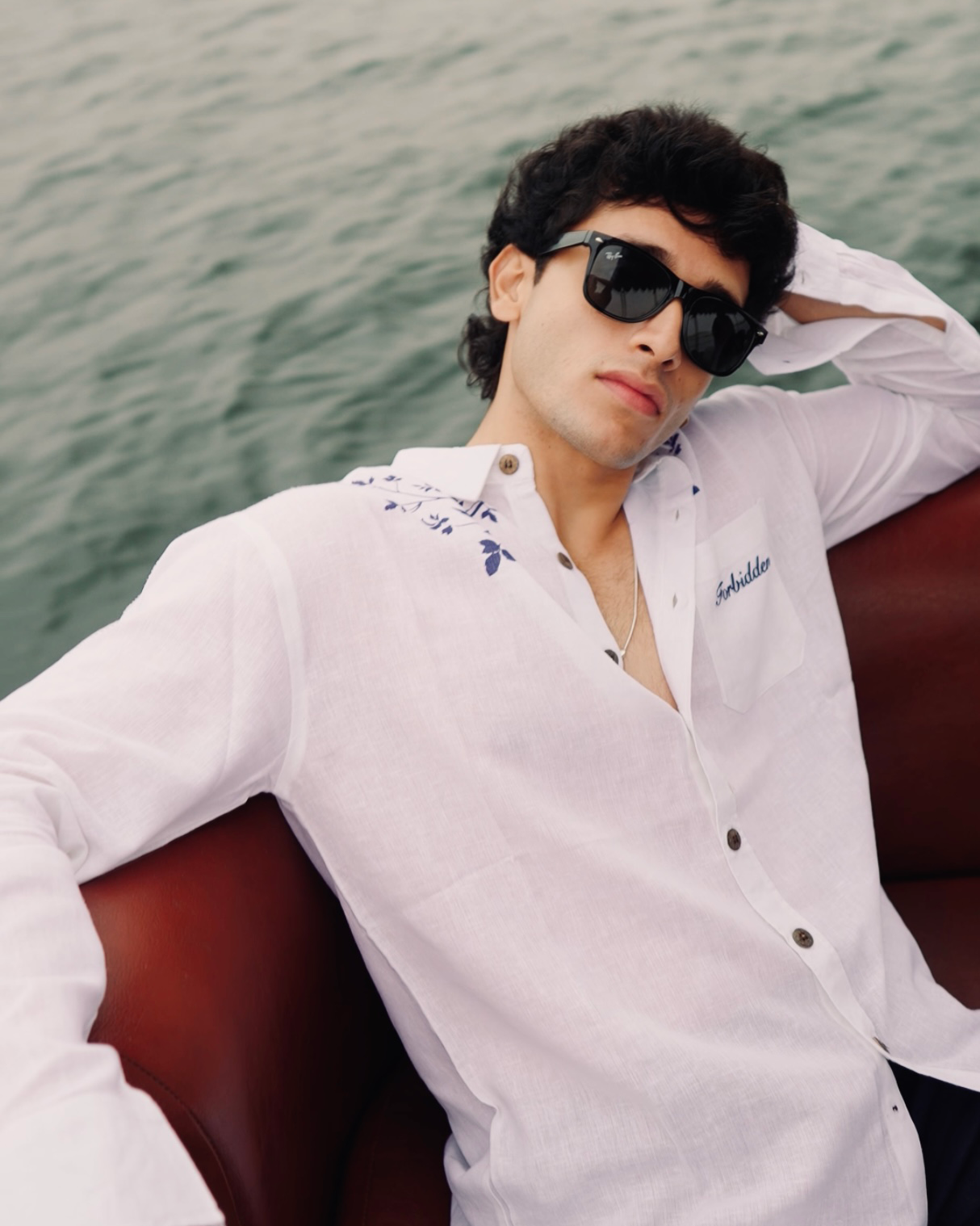 Indigo Bloom Full Sleeve Linen Shirt