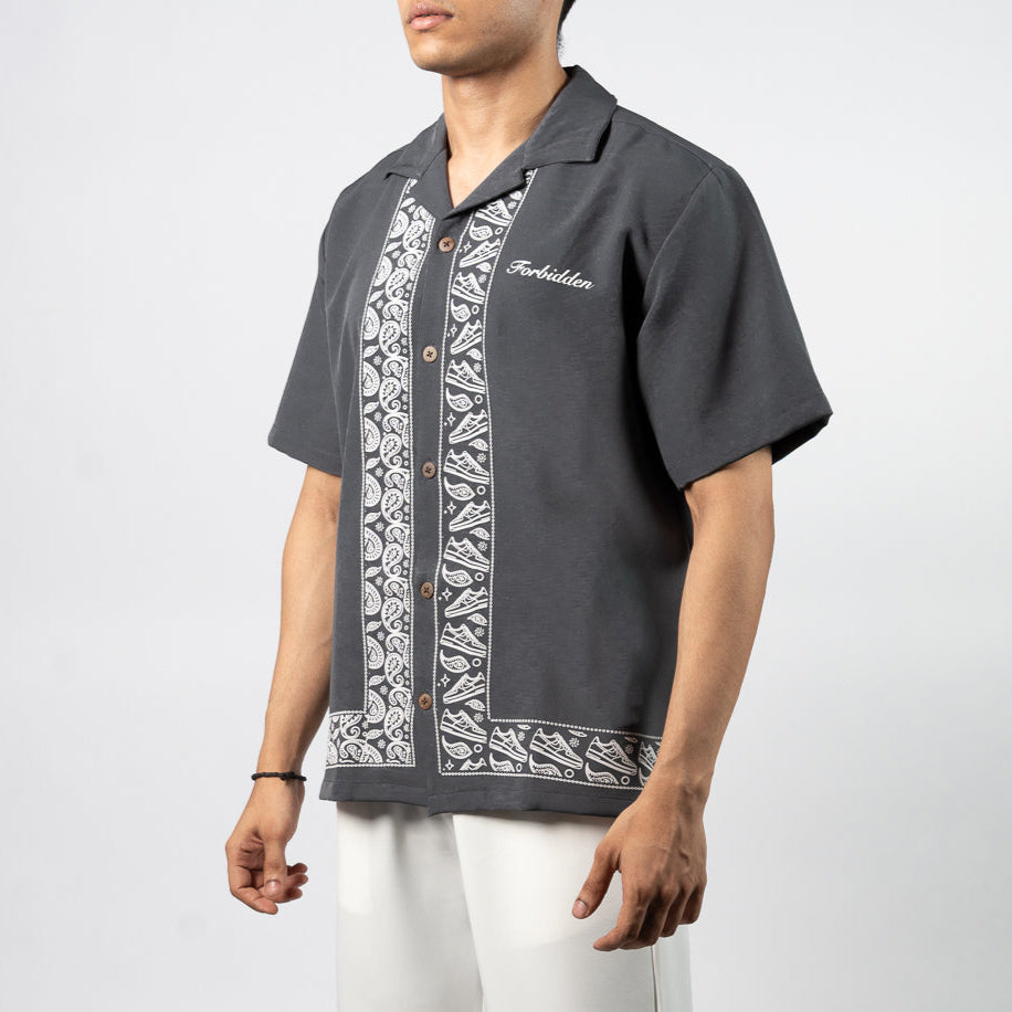 Paisley Kicks Grey Bowling Shirt