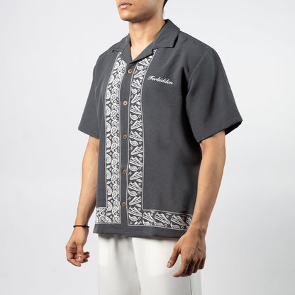 Paisley Kicks Grey Bowling Shirt