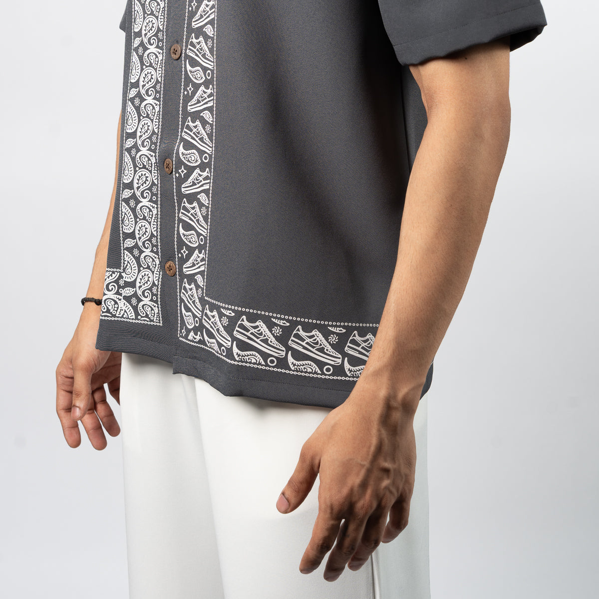 Paisley Kicks Grey Bowling Shirt