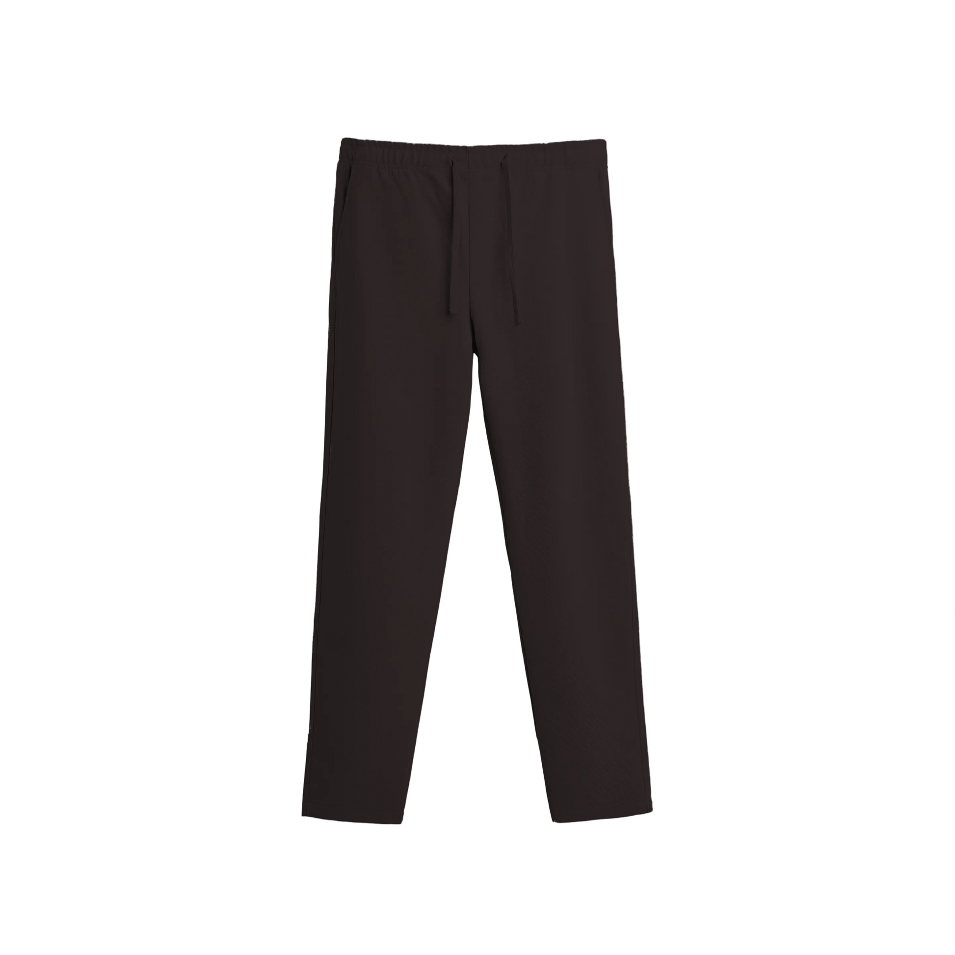Loose dark brown drawstring pants