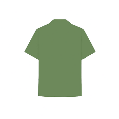 A floral-patterned green shirt featuring various colorful flowers, perfect for a casual look.