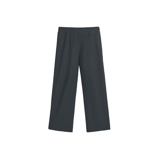 Dark Gray wide-leg pants with an elastic waistband and a subtle textured fabric