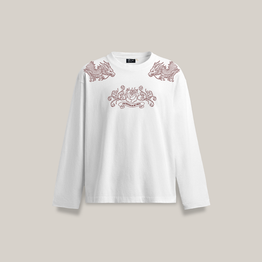 Crawling Oversized Full Sleeves Tee - White