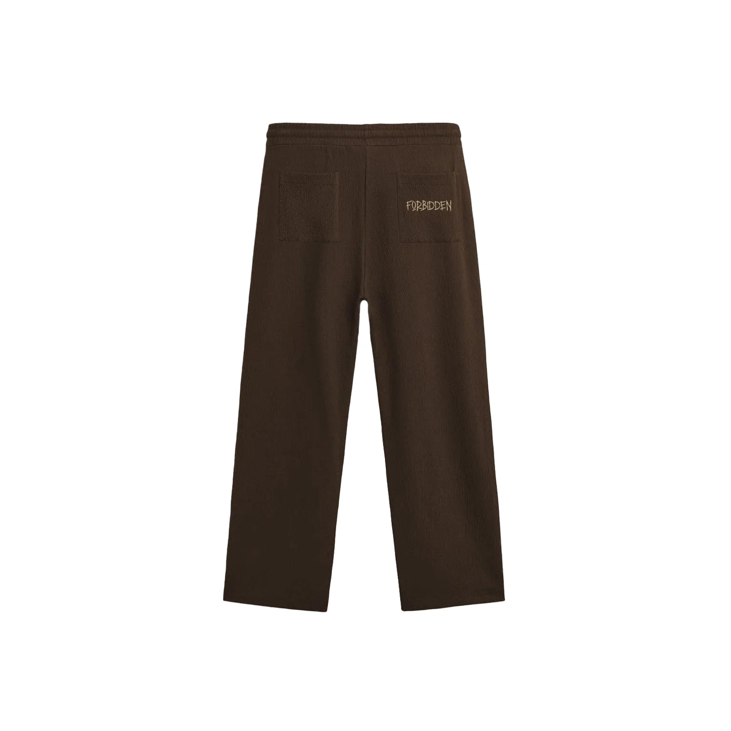 Featuring two front and two back pockets with an elastic waist band with drawstrings. Forbidden logo on back pocket in puff effect.

FABRIC – 340 GSM 100% Cotton Fleece