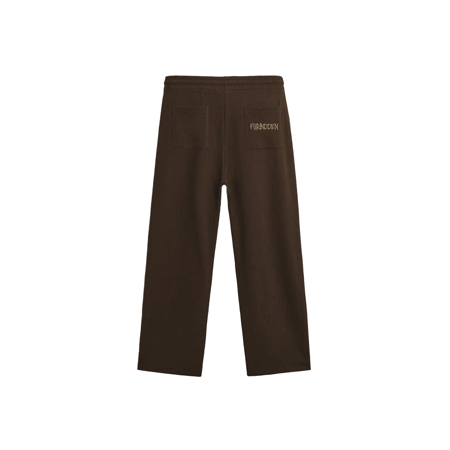 Featuring two front and two back pockets with an elastic waist band with drawstrings. Forbidden logo on back pocket in puff effect.

FABRIC – 340 GSM 100% Cotton Fleece