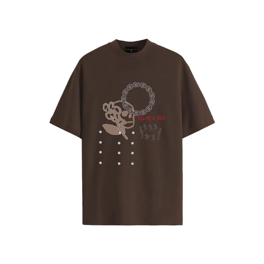 The print is a hand made sketch finished with screen printing &amp; puff techniques to give the t-shirt an elevated feel. Also features a glow in the dark outline.&nbsp; 260 GSM Terry Fabric.