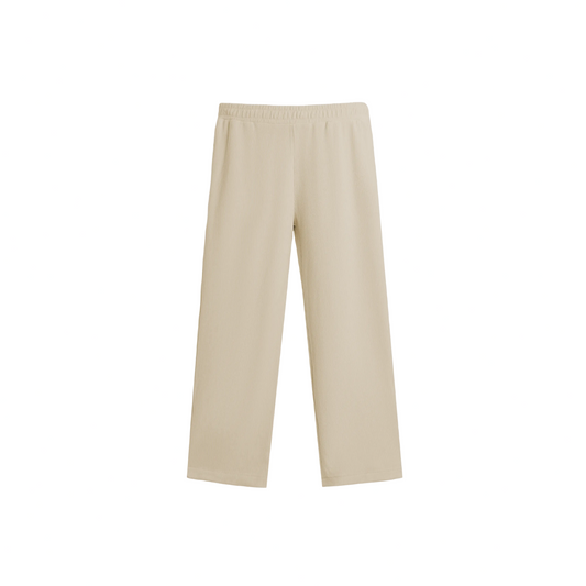 Relaxed fit 'Unfollow Me' ribbed straight pants with an elasticated waistband and clean hem.