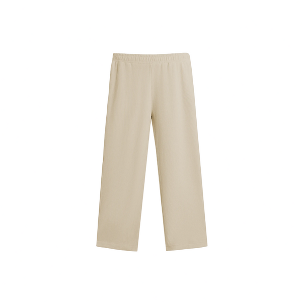 Relaxed fit 'Unfollow Me' ribbed straight pants with an elasticated waistband and clean hem.