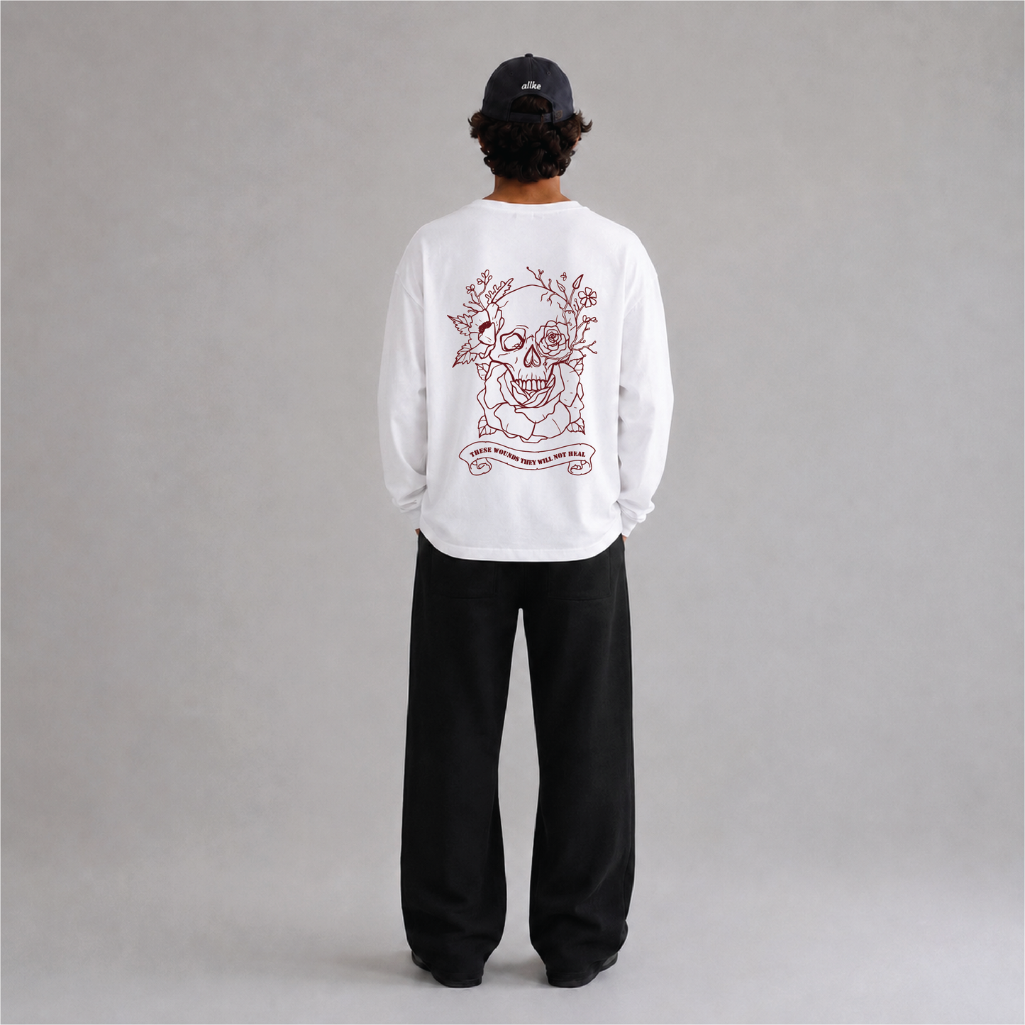 Crawling Oversized Full Sleeves Tee - White