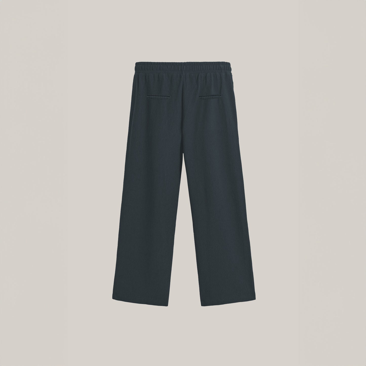 Dark Gray wide-leg pants with an elastic waistband and a subtle textured fabric