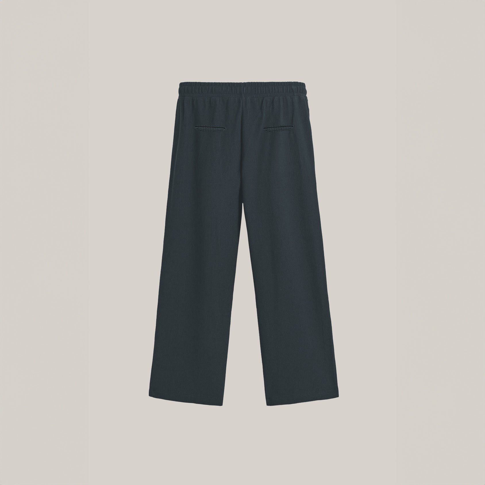 Dark Gray wide-leg pants with an elastic waistband and a subtle textured fabric