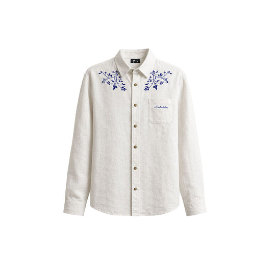 Indigo Bloom Full Sleeve Linen Shirt