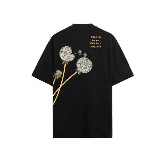 A stylish black t-shirt featuring an elegant sunflower design, perfect for adding a touch of nature to your wardrobe.
