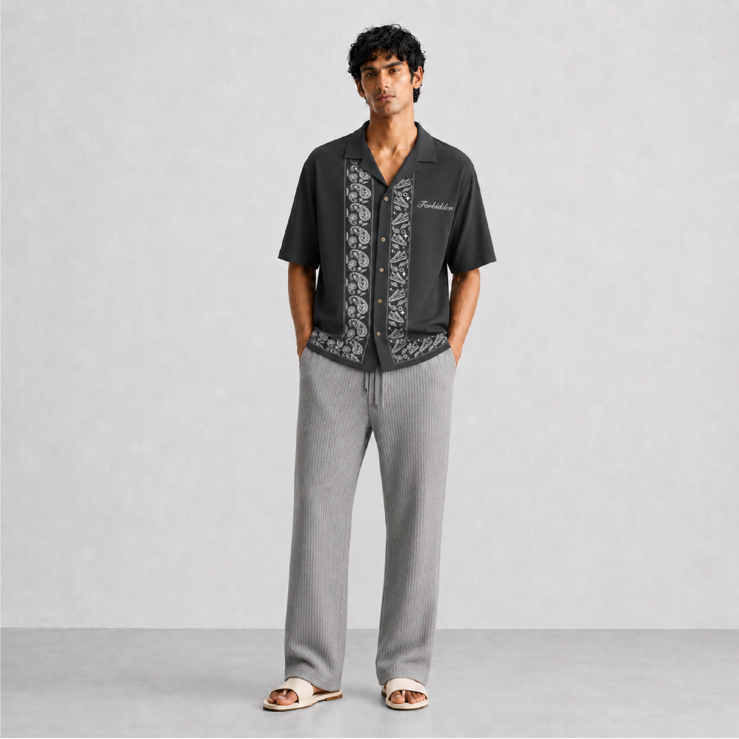 Paisley Kicks Grey Bowling Shirt