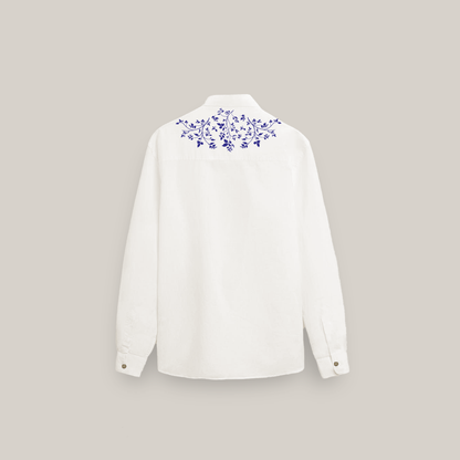 Indigo Bloom Full Sleeve Linen Shirt